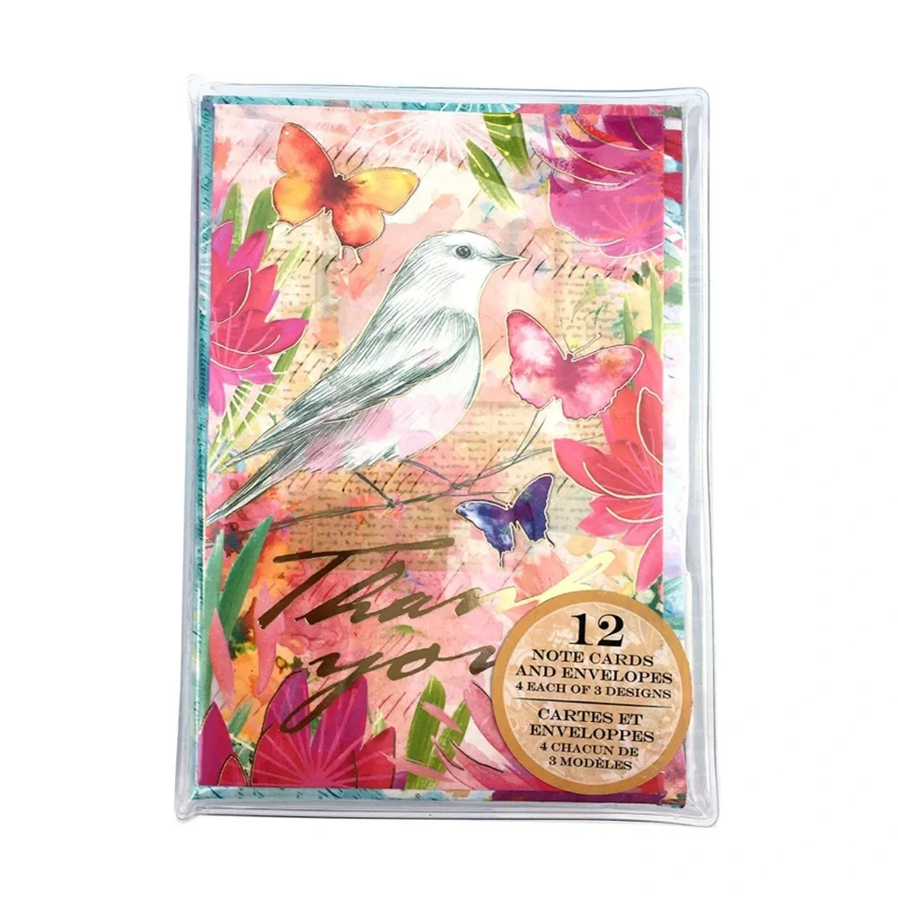 Punch Studio Birds & Butterflies Thank You Note Cards in Trifold Sleeve (13771)